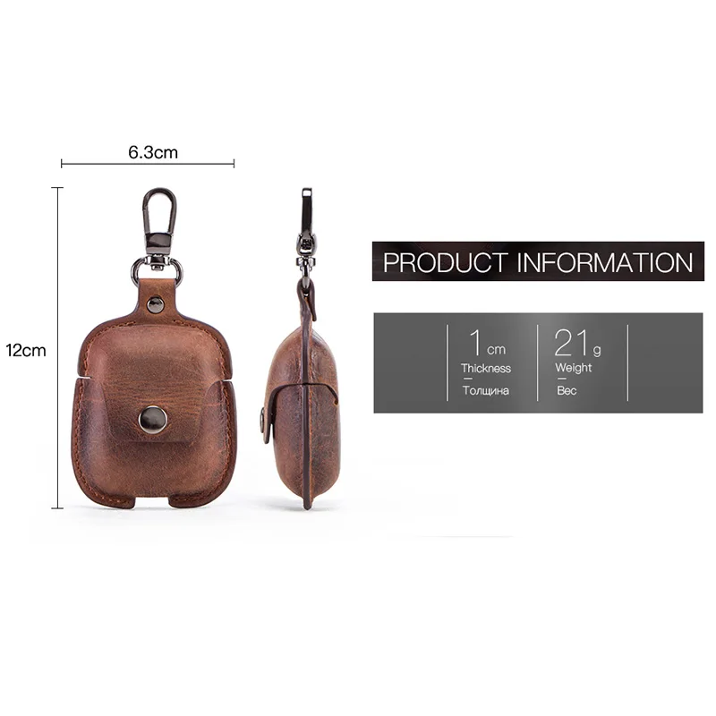 Vintage luxury cowhide leather mini coin purse wireless earphone cases for airpods 2 retro hasp small bags men women casual