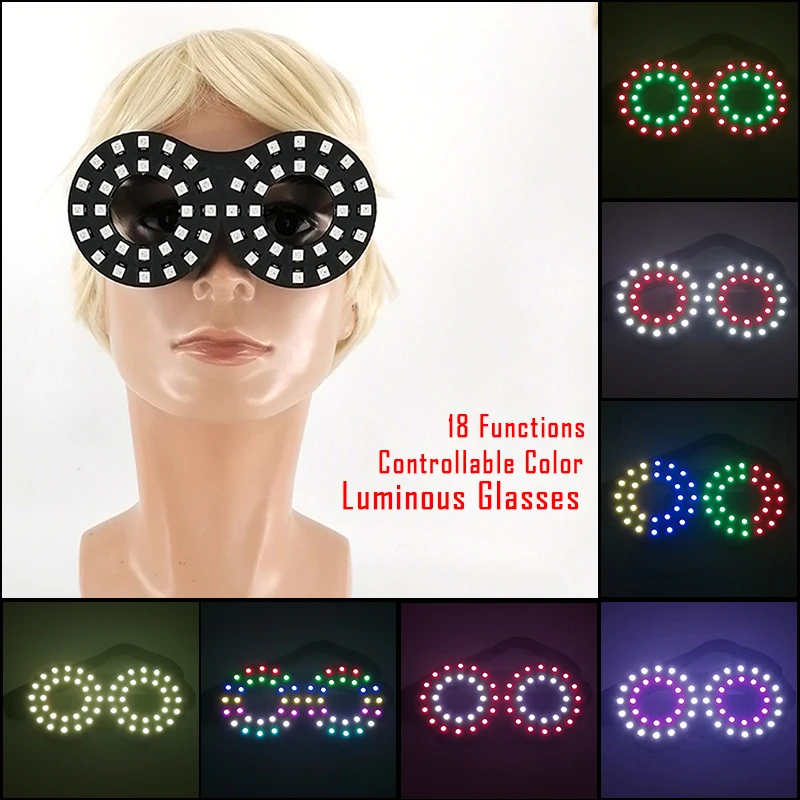 Luminous LED Glasses Light up  LED Glasses Glowing Sunglasses Rave Costume  Props DJ Eyewear Halloween Decor