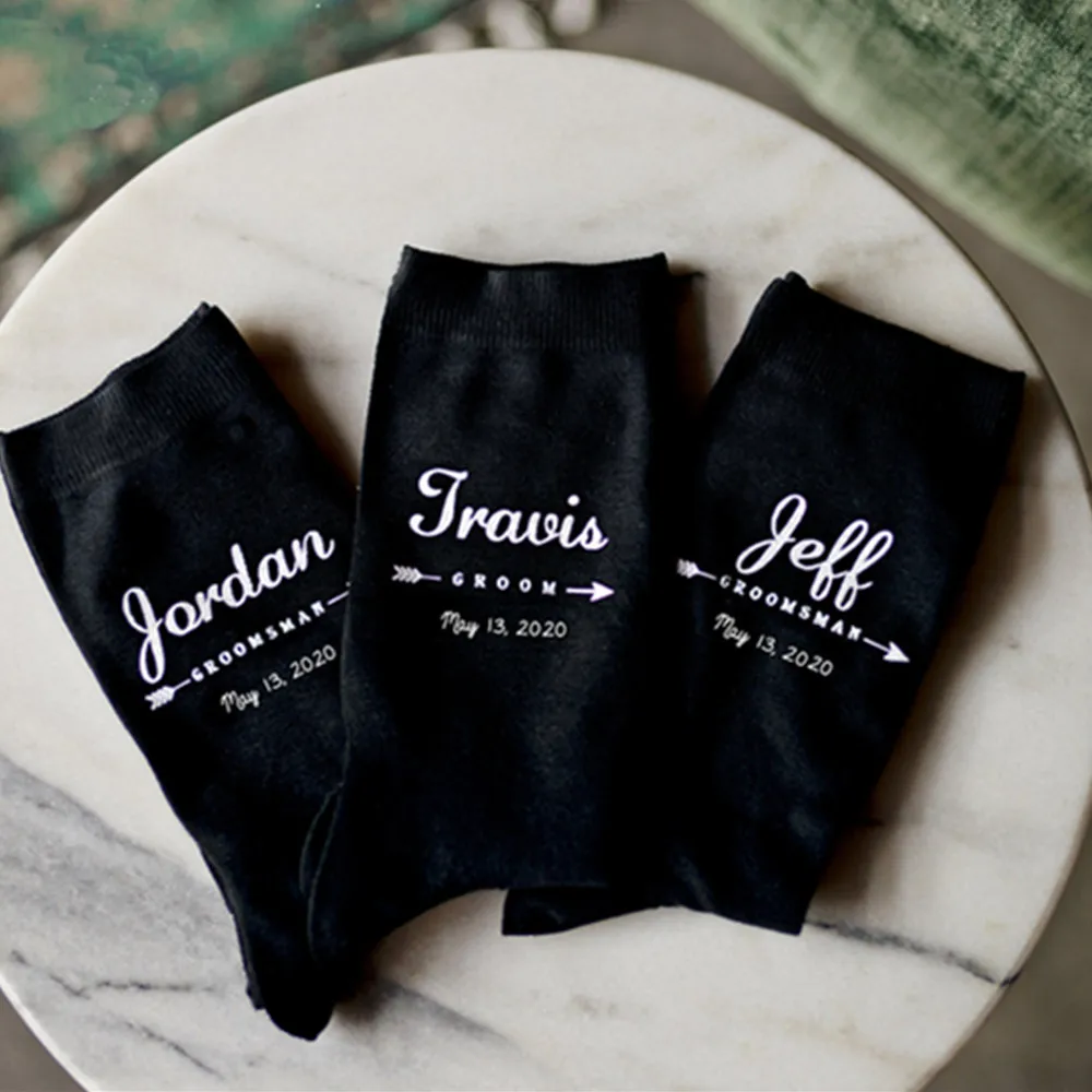 

personalized funny Groomsmen Wedding Socks brithday gifts with name date groom party brother of Groom socks gift for boyfriend