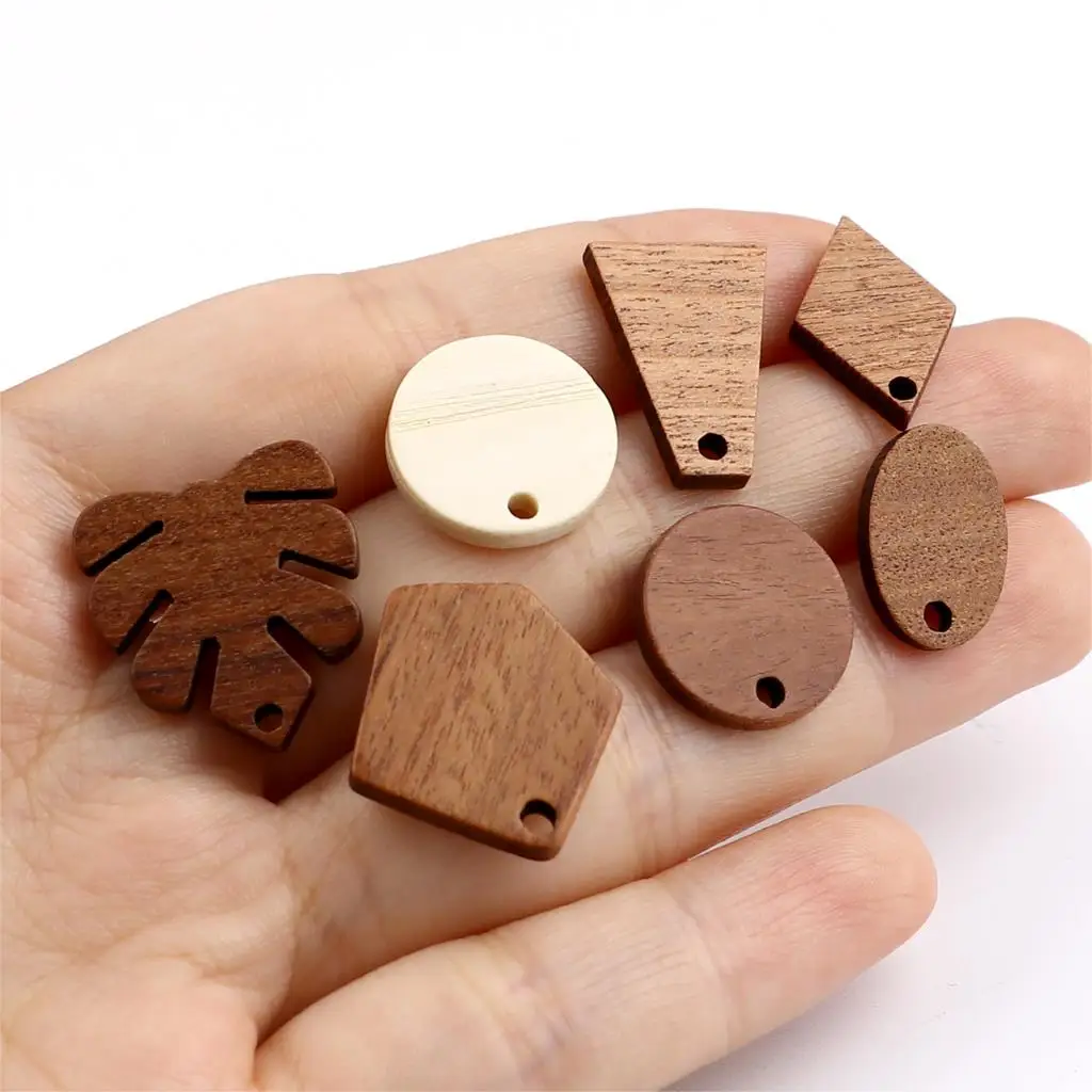 Doreen Box Wood Ear Post Stud Earrings Findings W/ Loop 0.7mm (with ear plugs) Geometric Zinc Alloy Wooden Earrings Jewelry