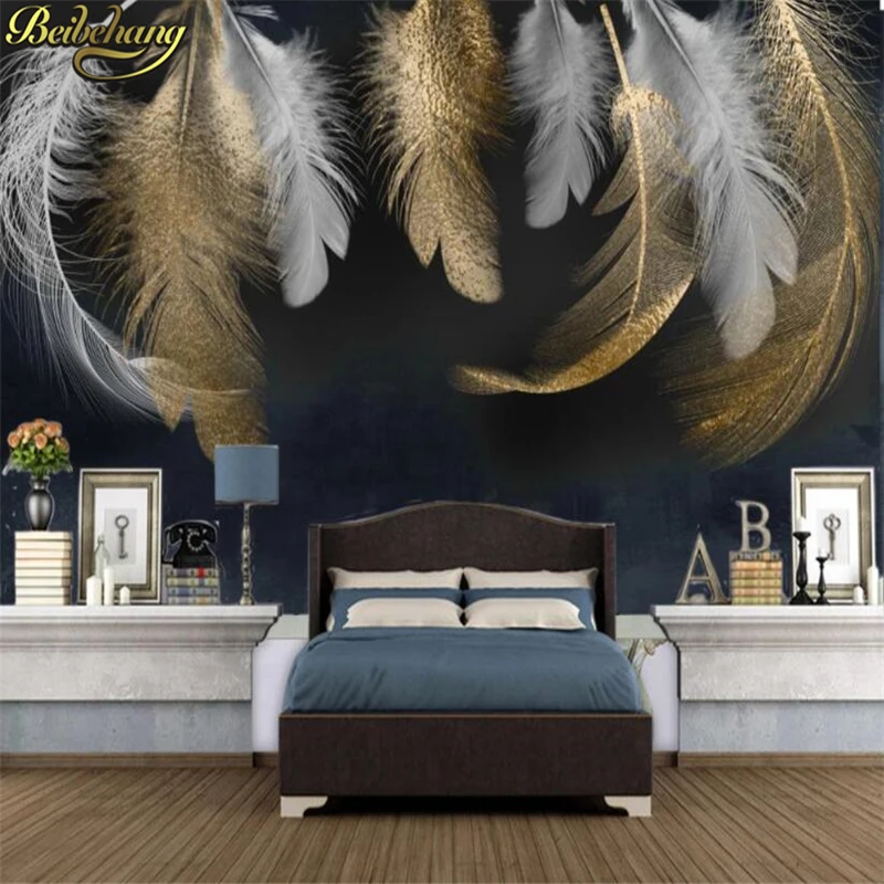 beibehang Custom Mural Wallpaper for living room feather Landscape photo Murals Bedroom Home Decor Wall Paper 3D Papel De Parede