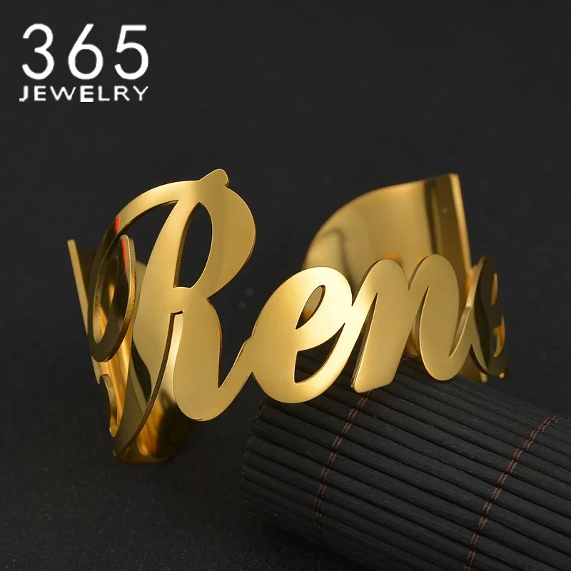 

New Arrival Cuff Bangle Stainless Steel Bracelet Vintage Style Women Personalized Name Custom Jewelry Wedding Party Accessories