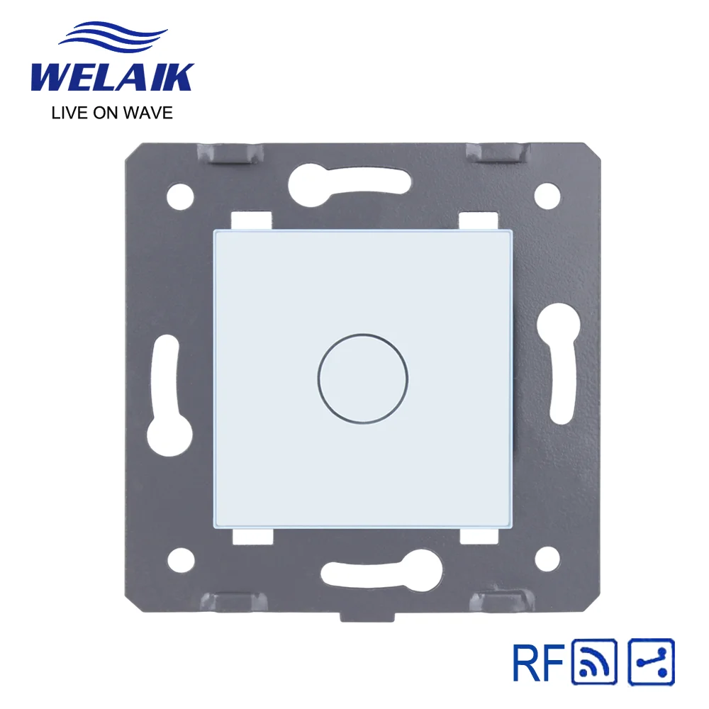 WELAIK EU Stairs Intermediate Crystal Tempered Glass Panel Remote-Control Light 1gang2way Wall Touch Switch DIY Parts 220V A914W