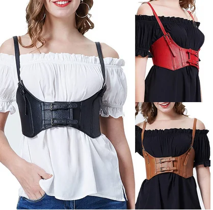 Women PU Waist Seal With Adjustable Belt, Sexy Style Multifunction Summer Clothing Women's Cummerbunds For Girl Lady