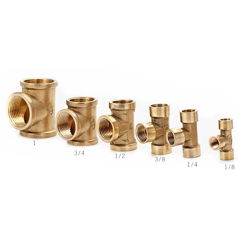 Tee Type Brass Pipe Fitting Adapter Coupler Connector For Water Fuel Gas 1/8