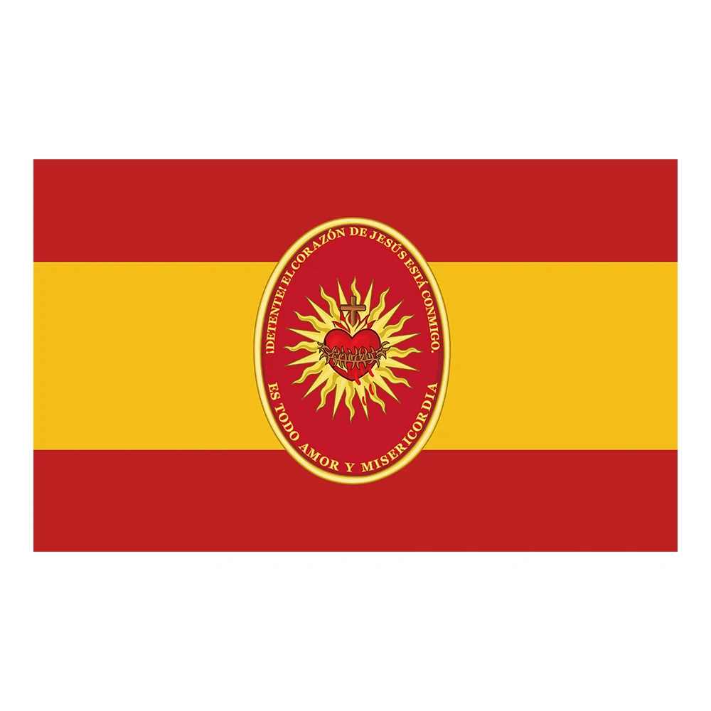 Bandera de España del Sagrado Corazón de Jesús Propuestas 3x5FT 90x150cm Poliéster 100D con ojales de latón Banner publicitario
