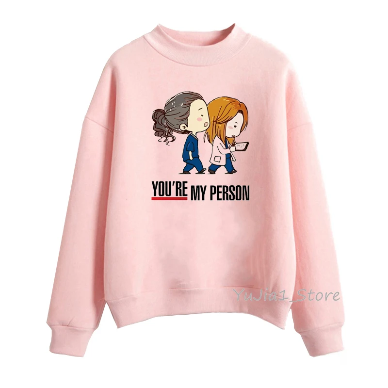 Pink You Are My Person Greys Anatomy Hoodie Woman Winter Clothes Girlfriend Birthday Gift Funny Hoodies Women Cute Sweatshirt