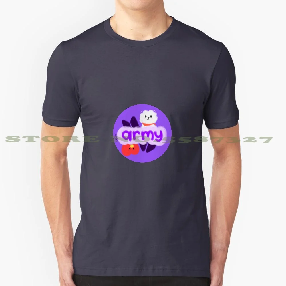 Army Sticker 100% Cotton T-Shirt Army Cute Rj K Pop