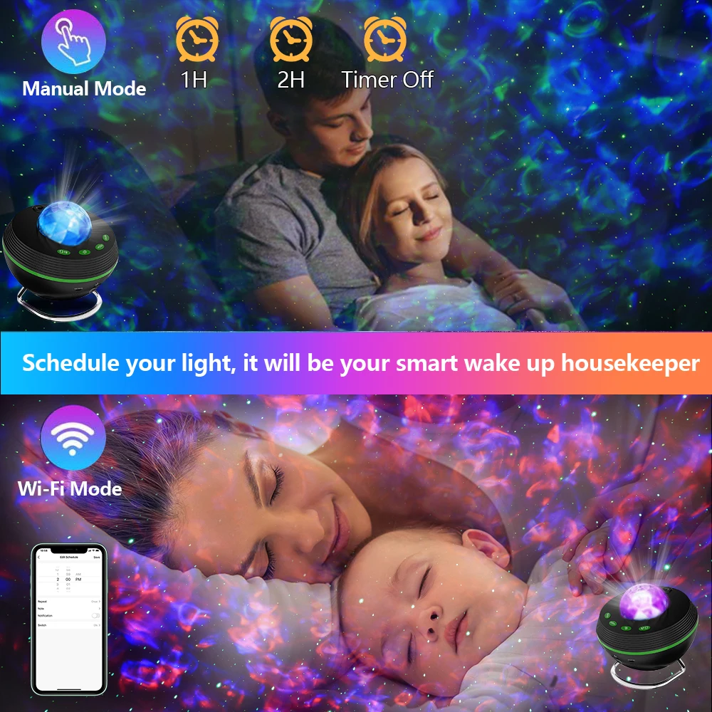 Imagem -04 - Tuya Smart Led Star Galaxy Projetor Onda do Oceano Starry Sky Night Light Lâmpada Atmosfera Nebulosa Bluetooth Usb Music Player Wi-fi Novo