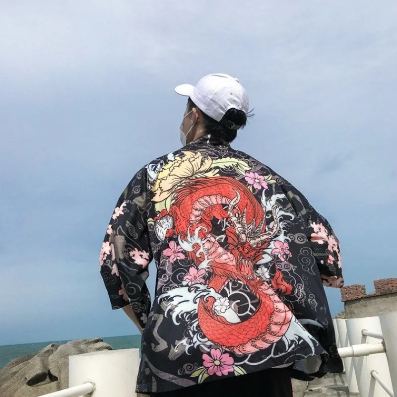 2023 New Traditional japanese kimono yukata women&man japanese Short Robe Loose  kimomo japanese cardigan kimono japones haori