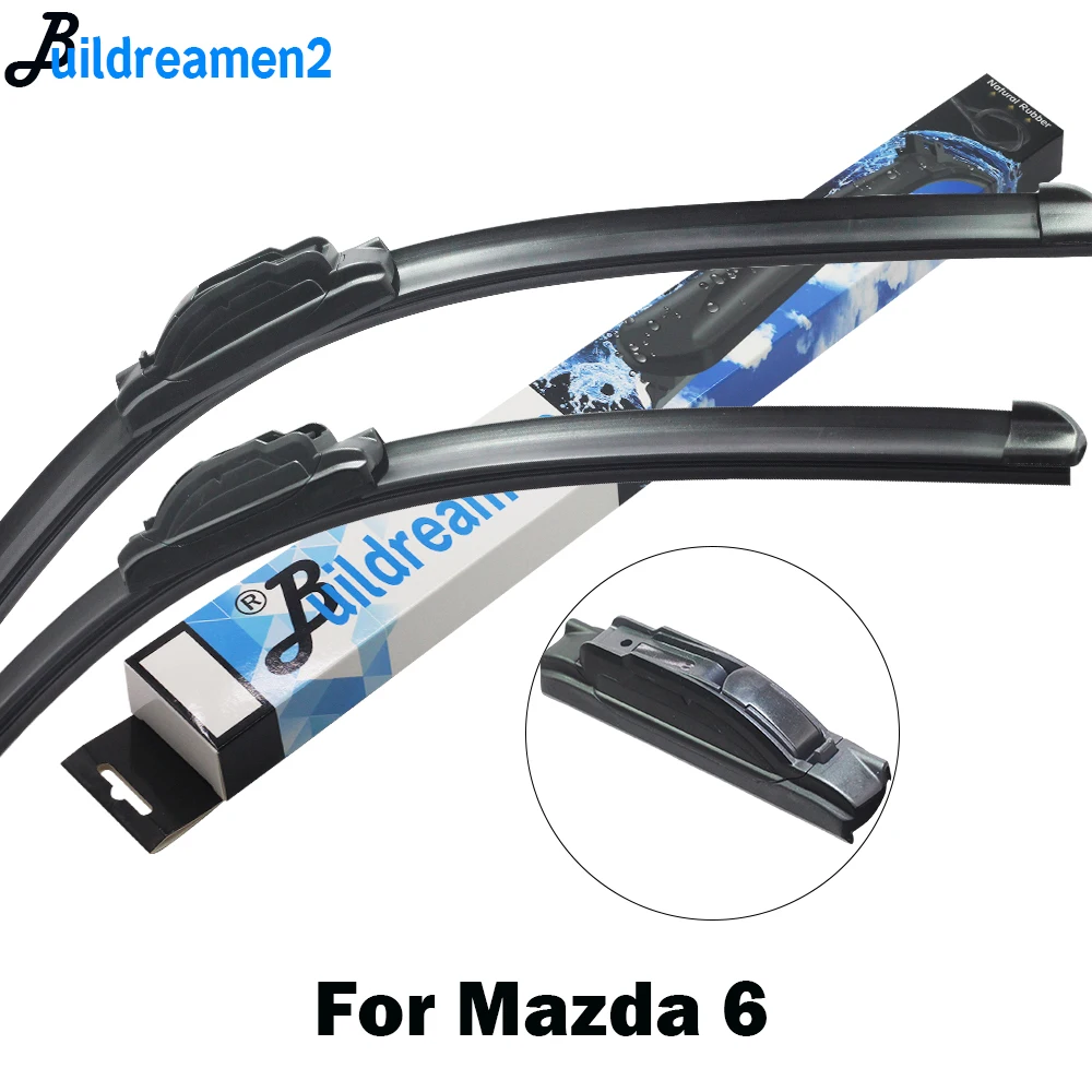 Buildreamen2 Car Wiper Blade Rubber Wiper For Mazda 6 Wagon Hatchback Sedan Fit Hook Arms 2012 2013 2014 2015 2016 2017 2018