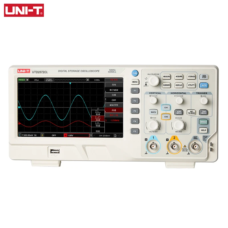 UNI-T Storage Oscilloscope Digital UTD2072CL 70MHz USB Oscilloscope 2 Channels 500MS/s Osciloscopio