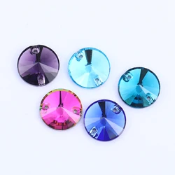 Twinkling Aquamarine Amethyst Round K9 Glass Rivoli Sew on Rhinestones Flat Back Strass Crystal Buttons Sew on Clothing Crafts