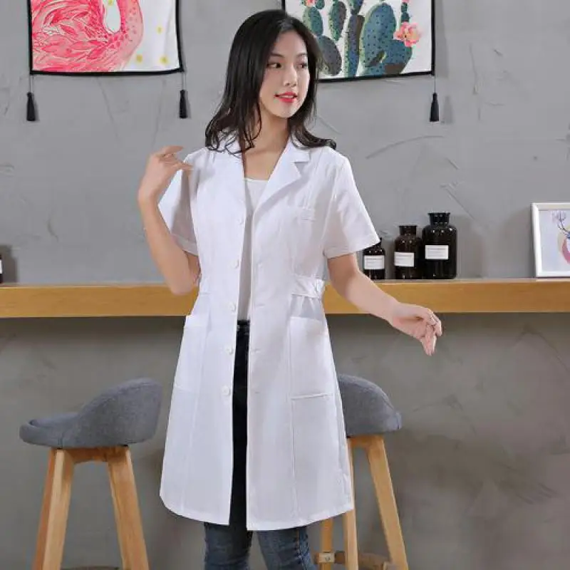 Pink White 3 Style Lab Uniform For Women Uniforms Work Wear Pharmacy White Coat Costume Female Spa Beauty Salon Long Jacket Gown