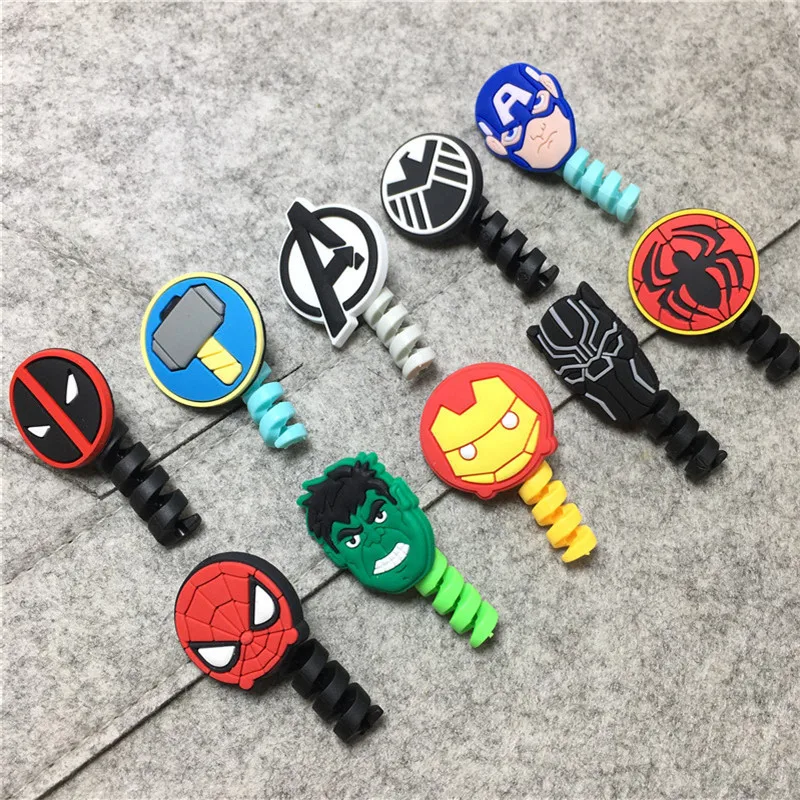 1pcs MINISO MARVEL USB Cable Protector Management Data Line Organizer Clip Protetor De Cabo Cable Protector For iPhone Android