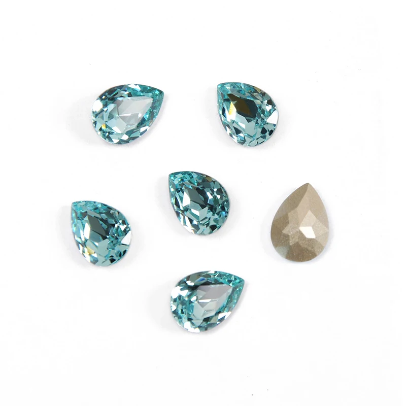 YANRUO 4320 All Sizes Aquamarine Drop Strass Craft Gems Point Back Teardrop Stones Glass Crystal Rhinestones On Clothes