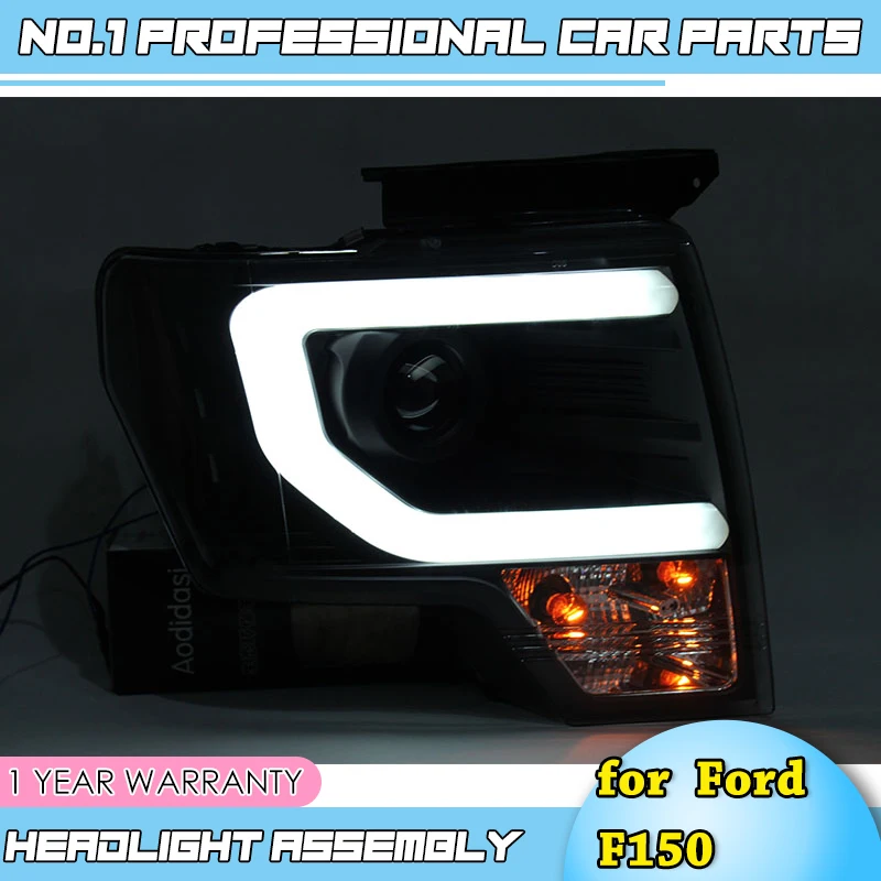 ملحقات السيارة ، المصباح الأمامي لـ Ford F150 2008-2015 Raptor F150 LED DRL ، عدسة شعاع مزدوج H7 HID Xenon bi xenon