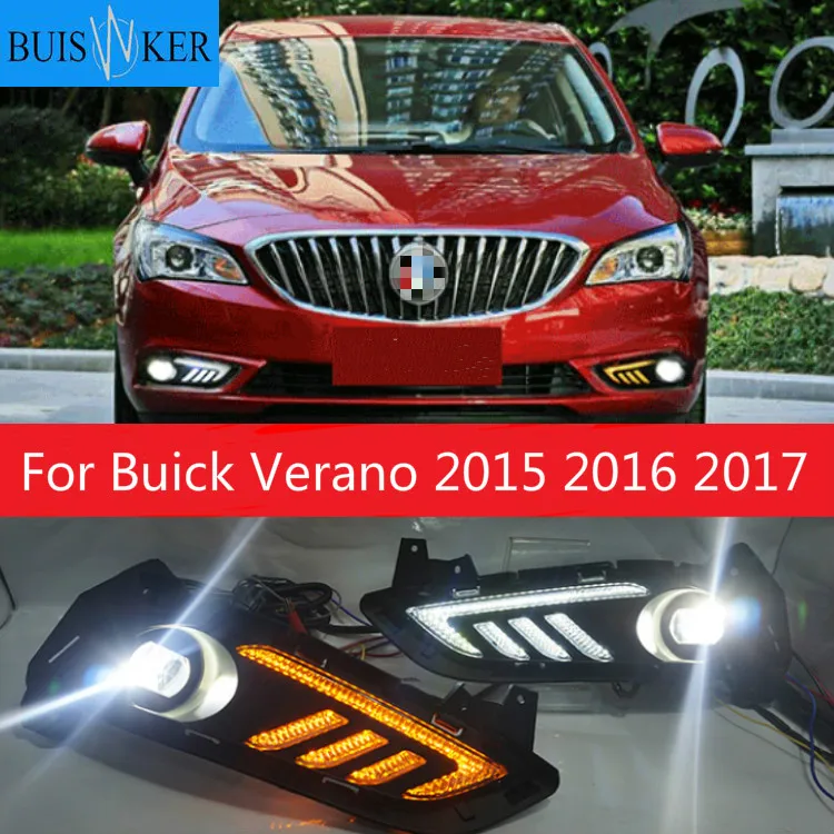 

2Pcs For Buick Verano 2015 2016 2017 Led Daytime Running Light White Driving Yellow Turn signal Light Blue Night Fog Lamp