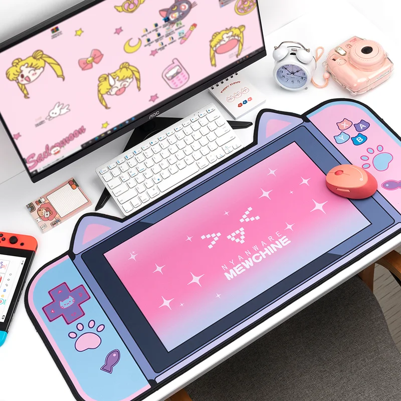 DATA FROG Kawaii Mousepad with Gamer Keyboard Wrist Rest Computer Desk Mat for Nintendo Appearance Kawaii Gaming Pad Accessories