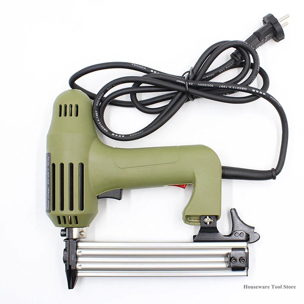 Imagem -02 - Grampeador Elétrico Arma de Prego Reto Enquadramento Tacker Ferramentas Elétricas Pistola de Grampo para Móveis de Marceneiro 10 15 20 25 30 mm Unhas 220v