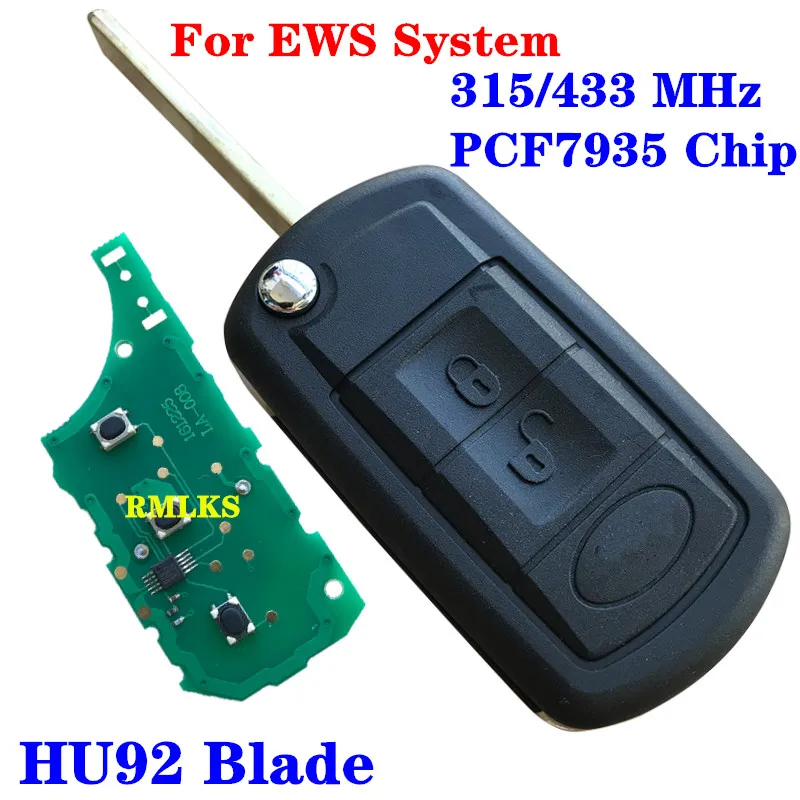 

Flip Remote Car Key For Land Rover Vogue For Range Rover 315MHz 433MHz PCF7935 ID44 Chip For BMW EWS Remote Key Uncut HU92 Blade