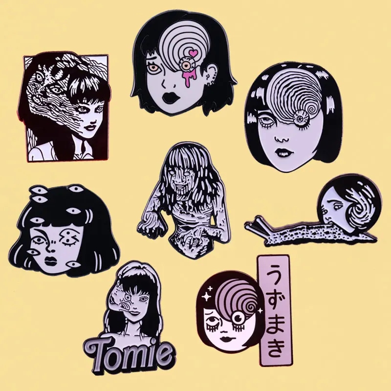 Anime Terror Movies Junji Ito Brooch Enamel Pins Men Women Fashion Jewelry Gifts Metal Knapsack Hat Collar Lapel Badges