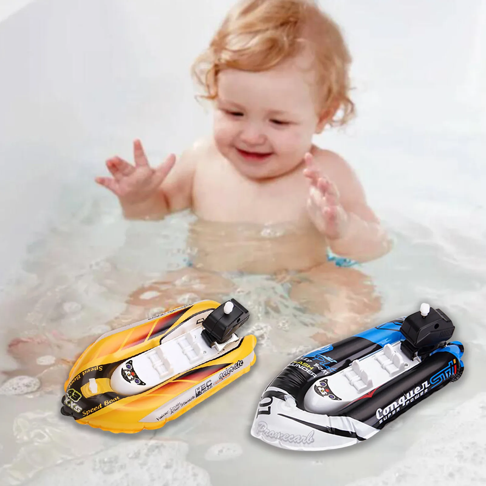 Jouet de Bain pour Enfant, Bateau Gonflable à Remonter, Jeu Aquatique d'Extérieur