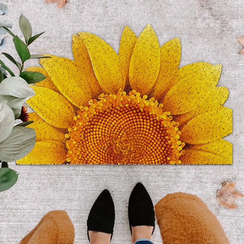 Special-shaped Sunflowers Mat Rose Front Door Mat Entry Non-Slip Dust-proof Rugs Outdoor Indoor Easy Clean Shoes Scraper Carpet