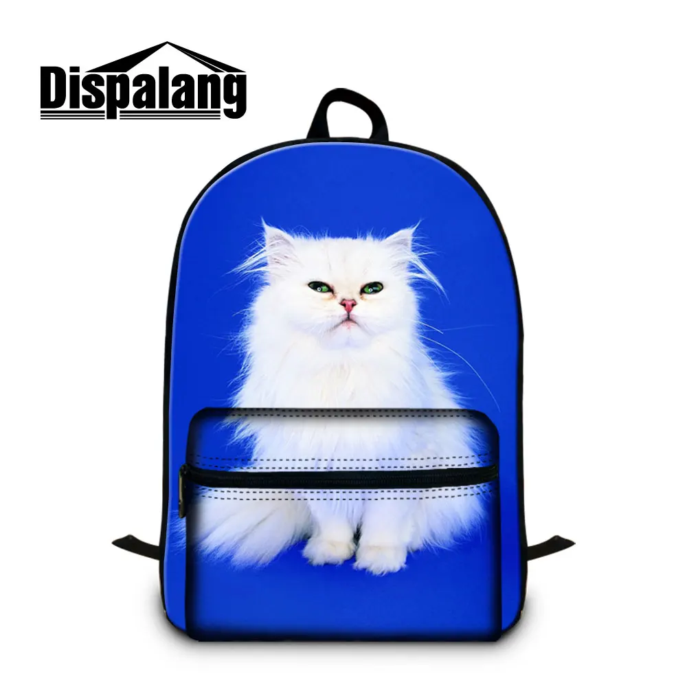 Dispalang 15.5'' Backpack To School Women Canvas Laptop Backpack Animal Cat Print School Bags For Teenage Girls Custom Bookbag