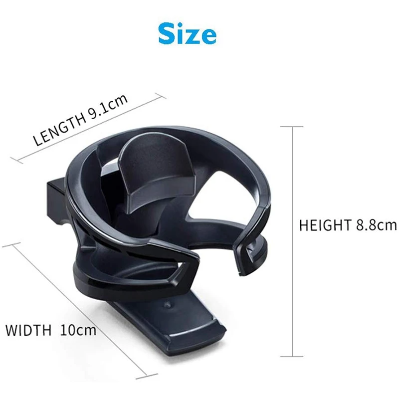 Adjustable Car Air Vent Cup Mount Universal Drink Clip-On Holder Soft Drink Water Coffee Bottle Stand (Black)