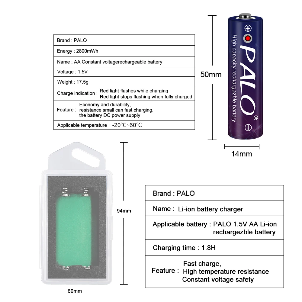 Akumulator litowo-jonowy AA 1.5v 2800mWh 1.5V AA akumulator litowy AA 1.5V baterie do zdalnego sterowania bateria AA