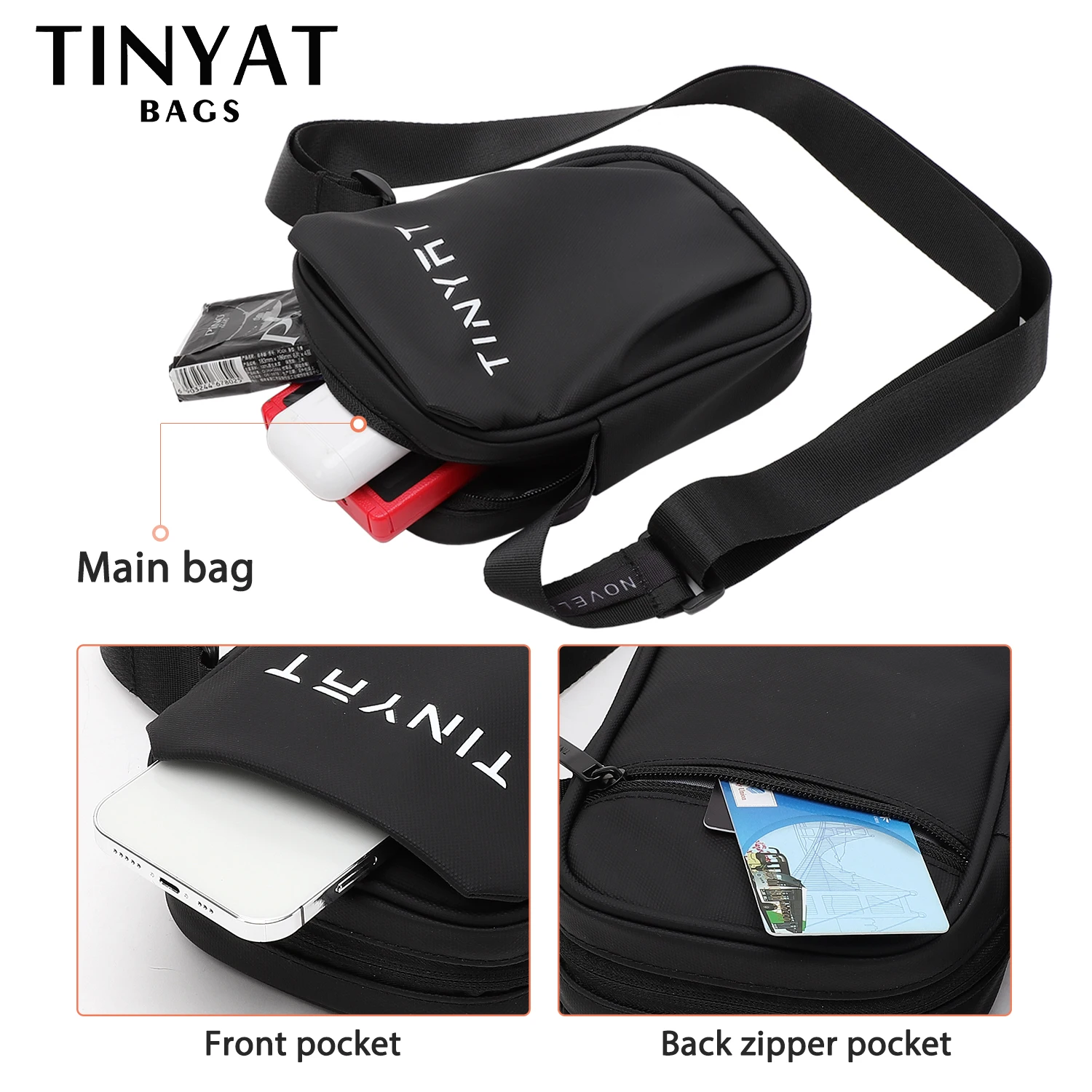 TINYAT-Mini bolso de hombro para hombre y mujer, bandolera pequeña de cuero para adolescentes, bolso para teléfono, bolso informal coreano, 5012