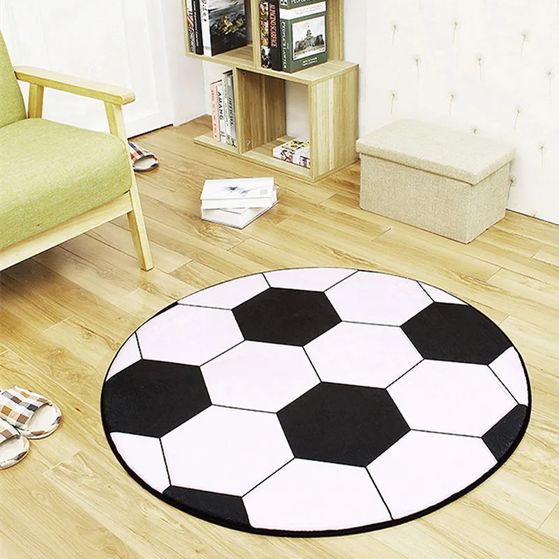 Ultra Soft Indoor Modern Area Rugs Round Football Basketball Pattern Pad Computer Chair Mat Carpet Rug Home Decor for Bedroom