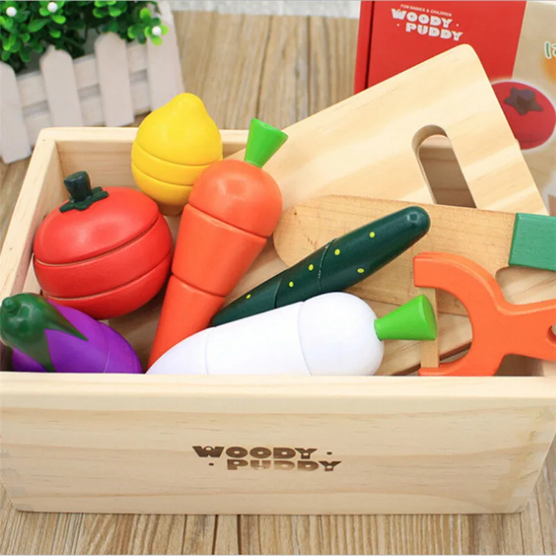 Montessori Toy Play House Toy Cut Fruits and Vegetables Toys Kitchen Set Kid Simulation Kitchen Series Toys Early Education Gift