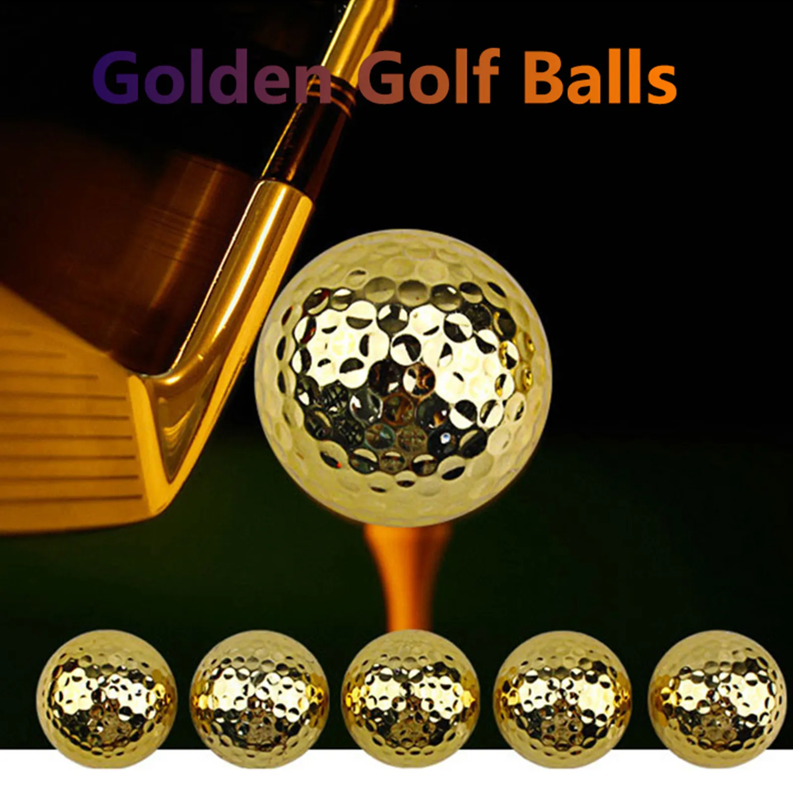 Balle de golf plaquée or pour golfeur, accessoire d\'aide à l\'entraînement, pratique du swing, putter, ikExquisite Golden