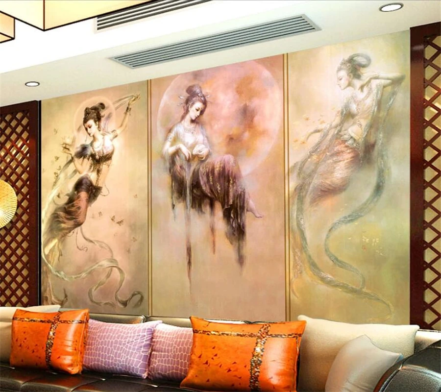 

wellyu Custom wallpaper murals fashion home decoration Dunhuang mural Feixian living room TV background wallpaper