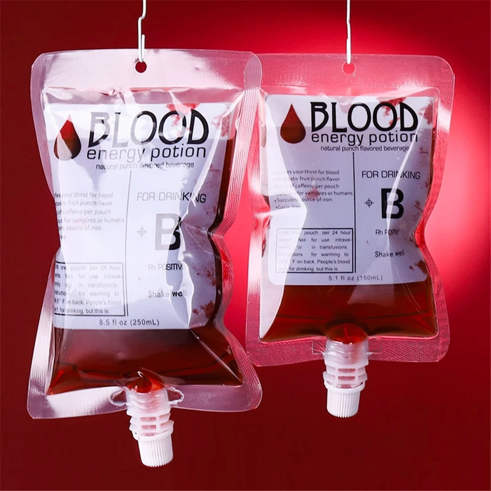 Halloween Decoration Props 1/5/10pcs Skull Vampire Blood Drink Bags 250ml Water Drinks Container Bag Horror Party Decor Supplies