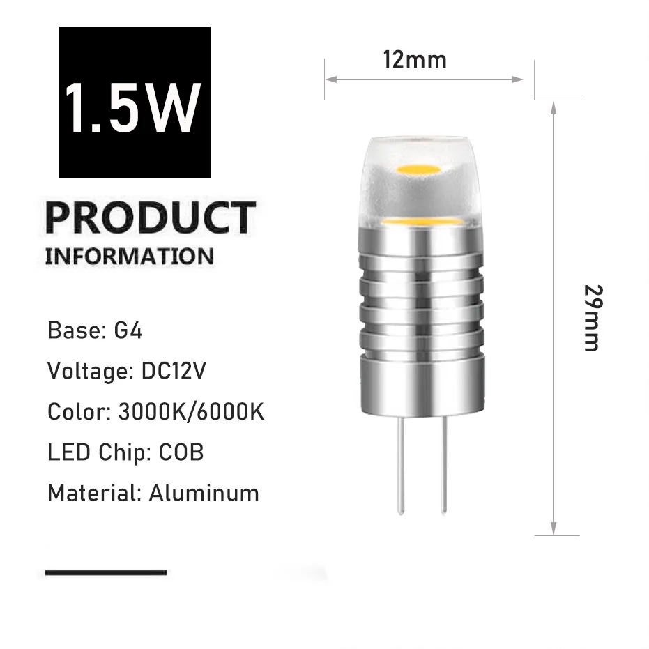 Mini Led Light Bulb G4 Led 12v COB Aluminum Body Spotlight Chandelier High Quality Lighting Replace Halogen Lamps