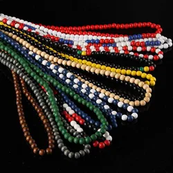 Hip Hop Wood Beads Necklace For Men Rock Style Wooden Long Chain For DIY Jewelry Making Accessories Male Party Gift