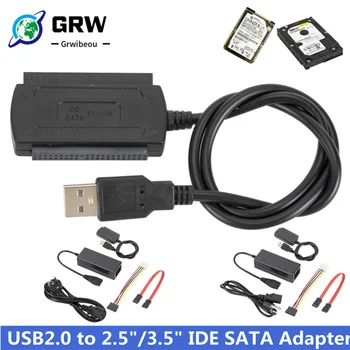 Grwibeou USB 2.0 데이터 인터페이스 변환기 어댑터 케이블, 하드 드라이브 디스크, HDD, SSD, 480 Mb/s, IDE, SATA, 2.5 인치, 3.5 인치, 3 in 1, 신제품  Best5