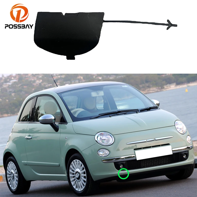 Auto paraurti anteriore griglia traino occhiello gancio copertura Caps per FIAT 500 500C 312 2007-2015 nero parti esterne di ricambio 735456794