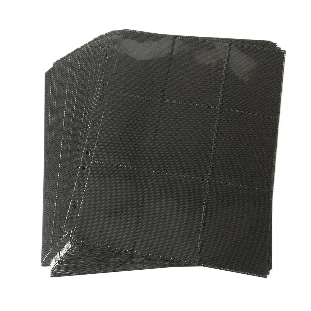 100 pages/Lot, 1800 Pockets Side Insert Black Card Pages For Starndard Board Game Cards Side Loading Card Collection Pages