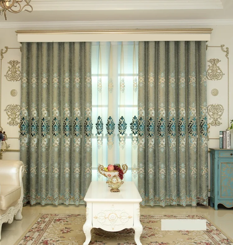 New European Style Embroidery Curtain Fabric Valance Curtains for Bedroom Living Room Dining Room window for high quality shade