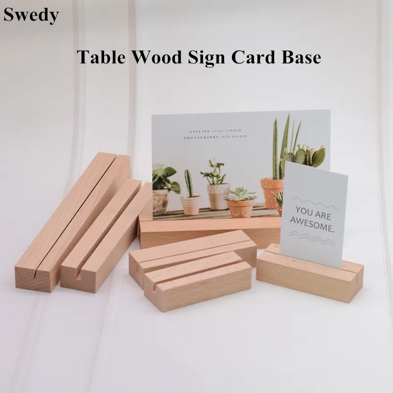 Wood Base Place Card Holder Table Number Sign Holders Display Stand Price Label Paper Holder