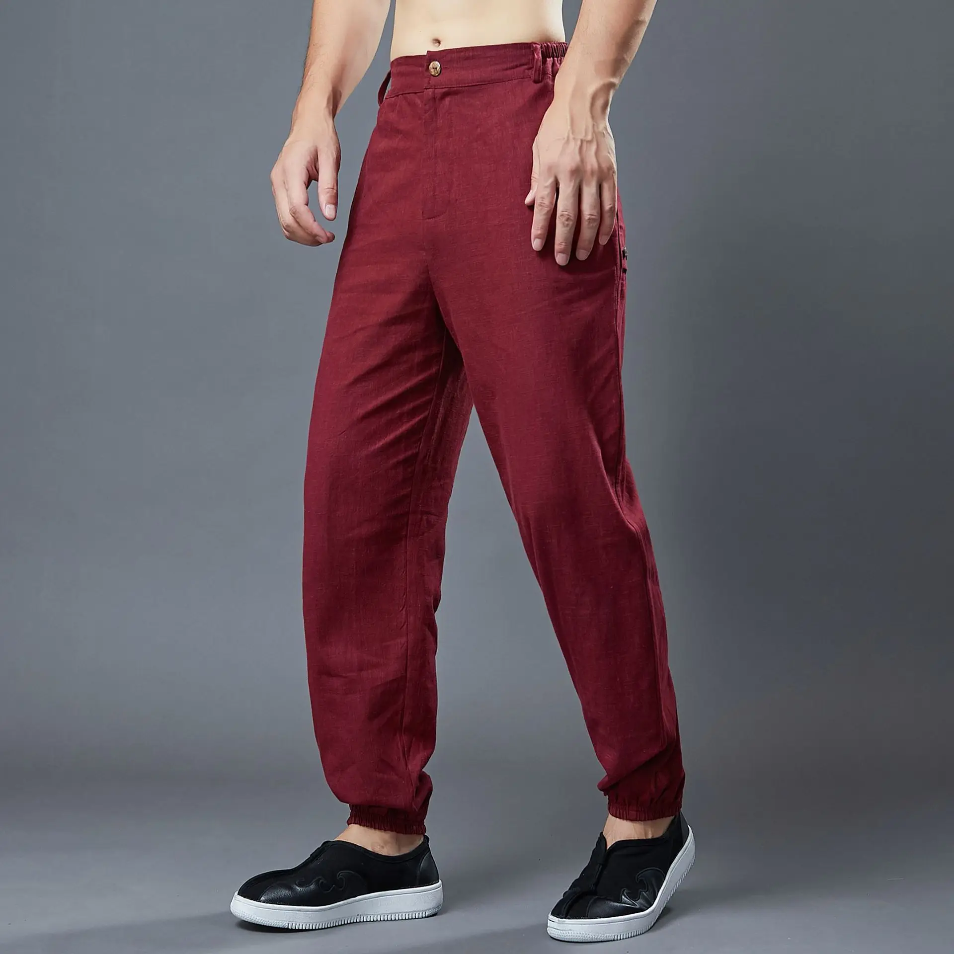 

Autumn Men Sport Pant cotton Linen Loose Sweatpants Bloomers Running Jogger Fitness Gym Athletic Casual yoga Pant Activewear