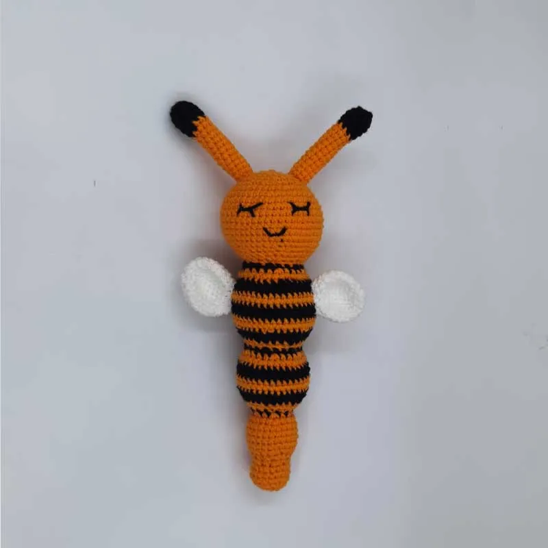 Adorável dos desenhos animados raposa abelha crochê chocalhos do bebê meninos meninas macio mão sino anel chocalho crianças brinquedos cama sinos educativos