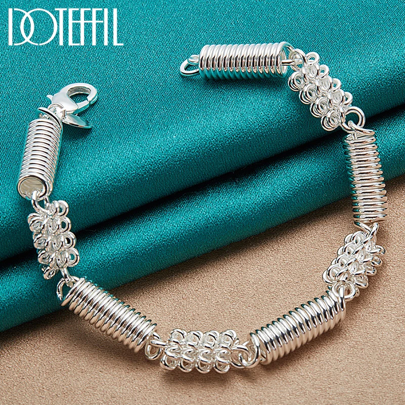 

DOTEFFIL 925 Sterling Silver Elasticity Circle Chain Bracelet For Woman Man Charm Wedding Engagement Party Fashion Jewelry