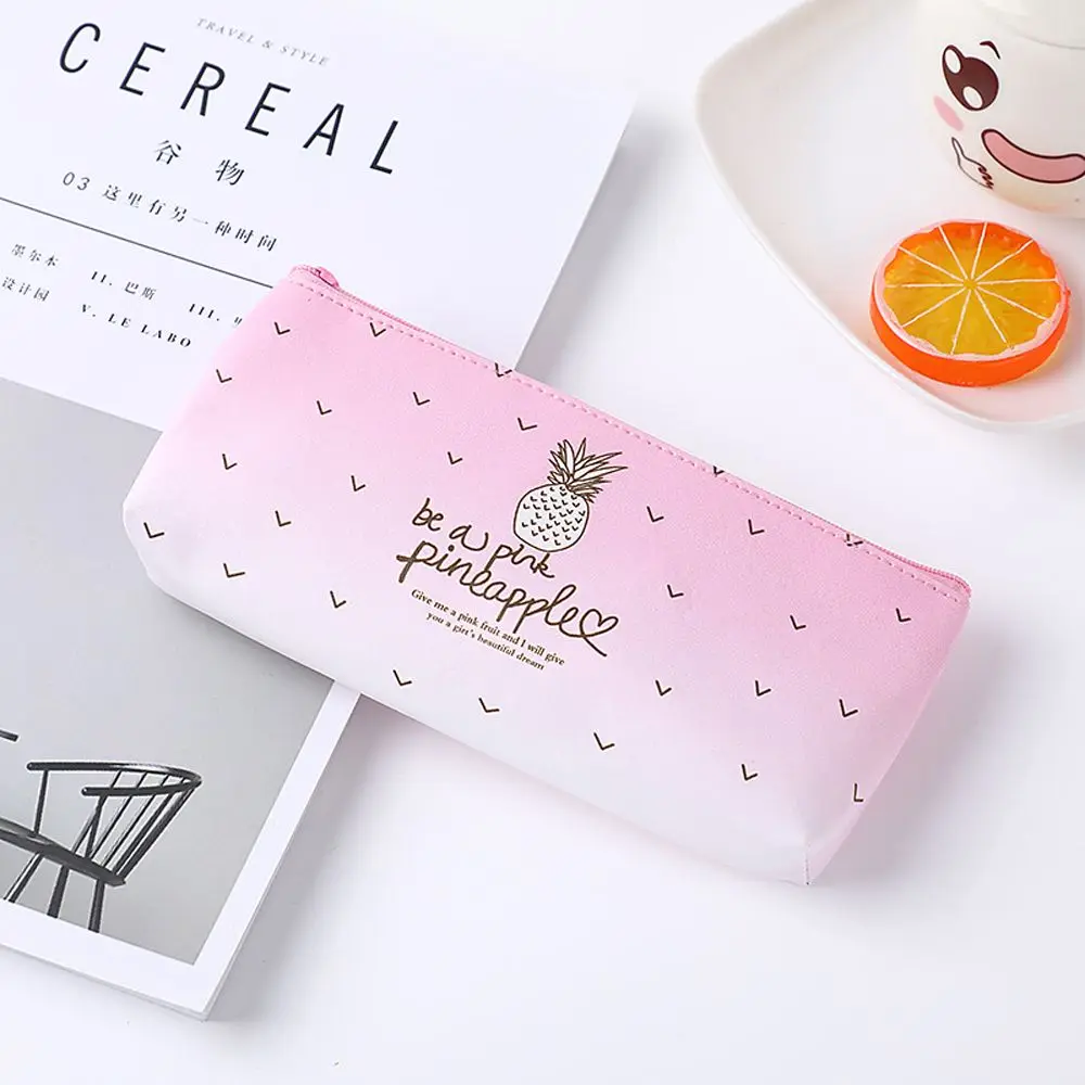 Kawaii Pencil Box Kids Gifts Student Stationery School Supplies Pu Pencil Case Pen Bag Pineapple Pencil Bag Storage Bag