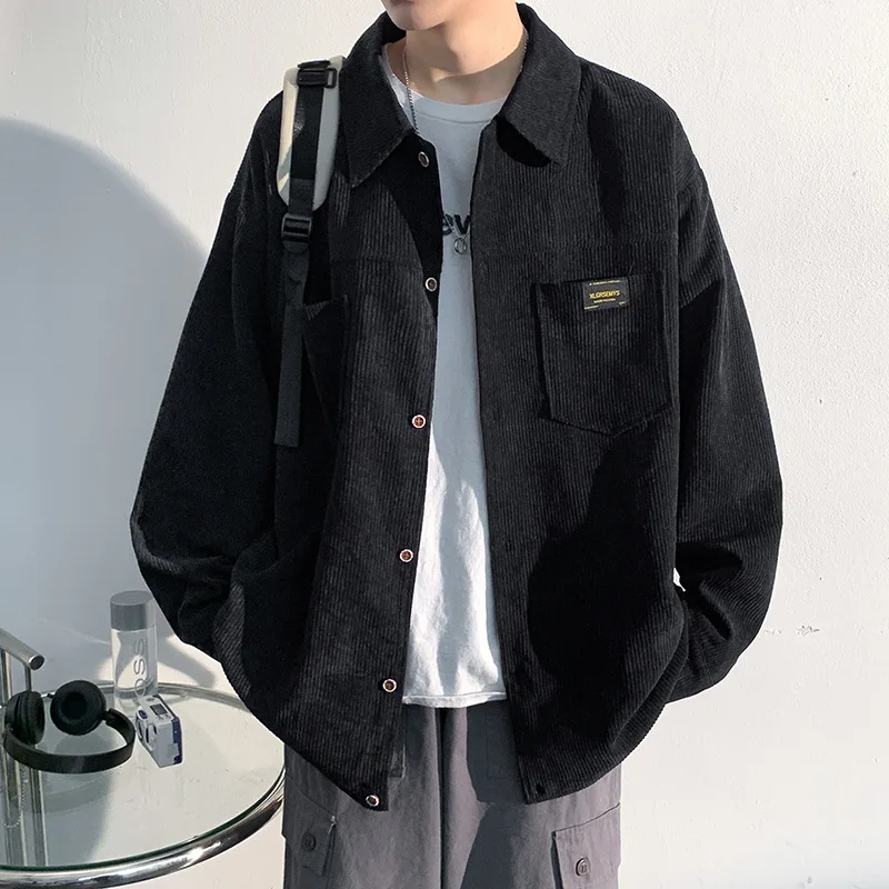 New Simple Check Jacket Tide Boy Japanese Street Autumn And Winter Wild Plaid Jacket Thick Shirt -40