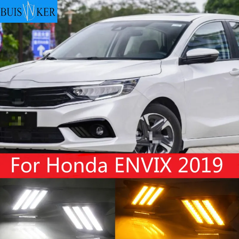 

2pcs For Honda ENVIX 2019 LED Daytime Driving Running Light DRL Car Fog Lamp 6000K White Turn Yellow Turn Blue Light